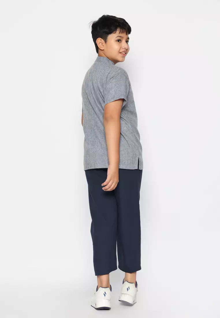 Baju Koko Anak Laki Bordir Ultra Navy Setelan - FOREVER