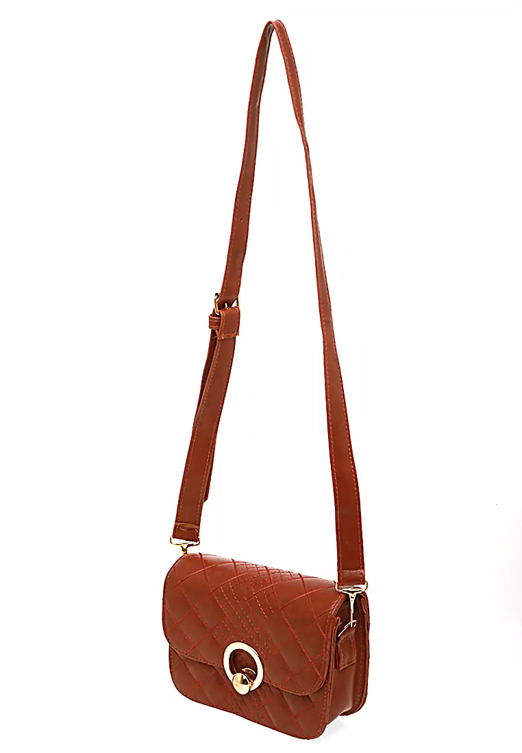 Erolla Tas Selempang Wanita Simple Tali Panjang Slingbags Woman Premium Quality - Brown