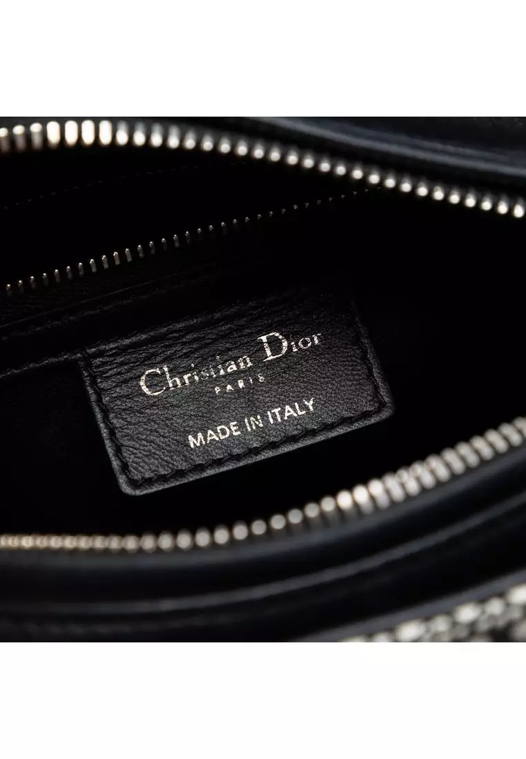 Pre-Loved Dior Medium Calfskin Mesh Microcannage Patches Lady Dior
