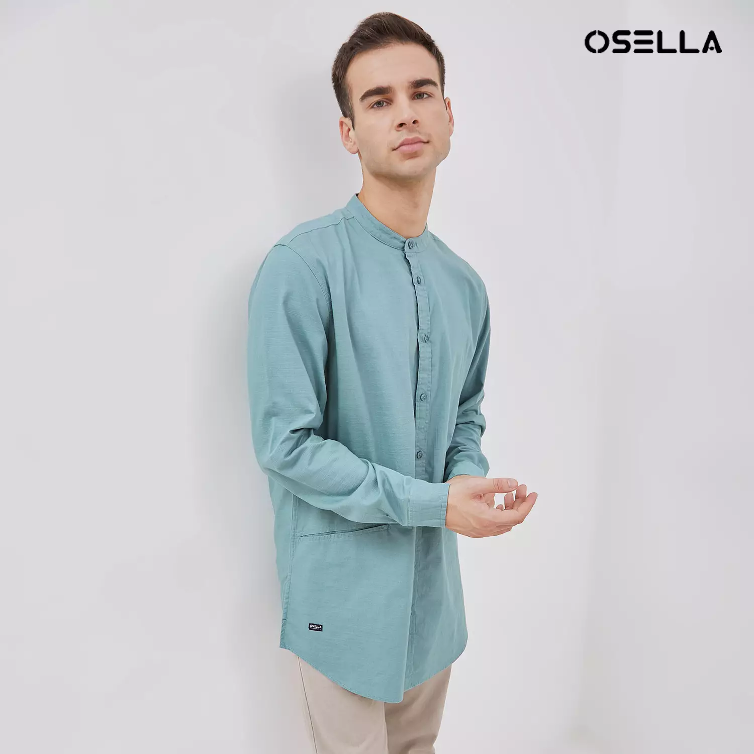 [NEW] Osella Zayan Tunic Shanghai Collared Long Sleeve Shirt 20375209 | Kemeja Lengan Panjang Pria