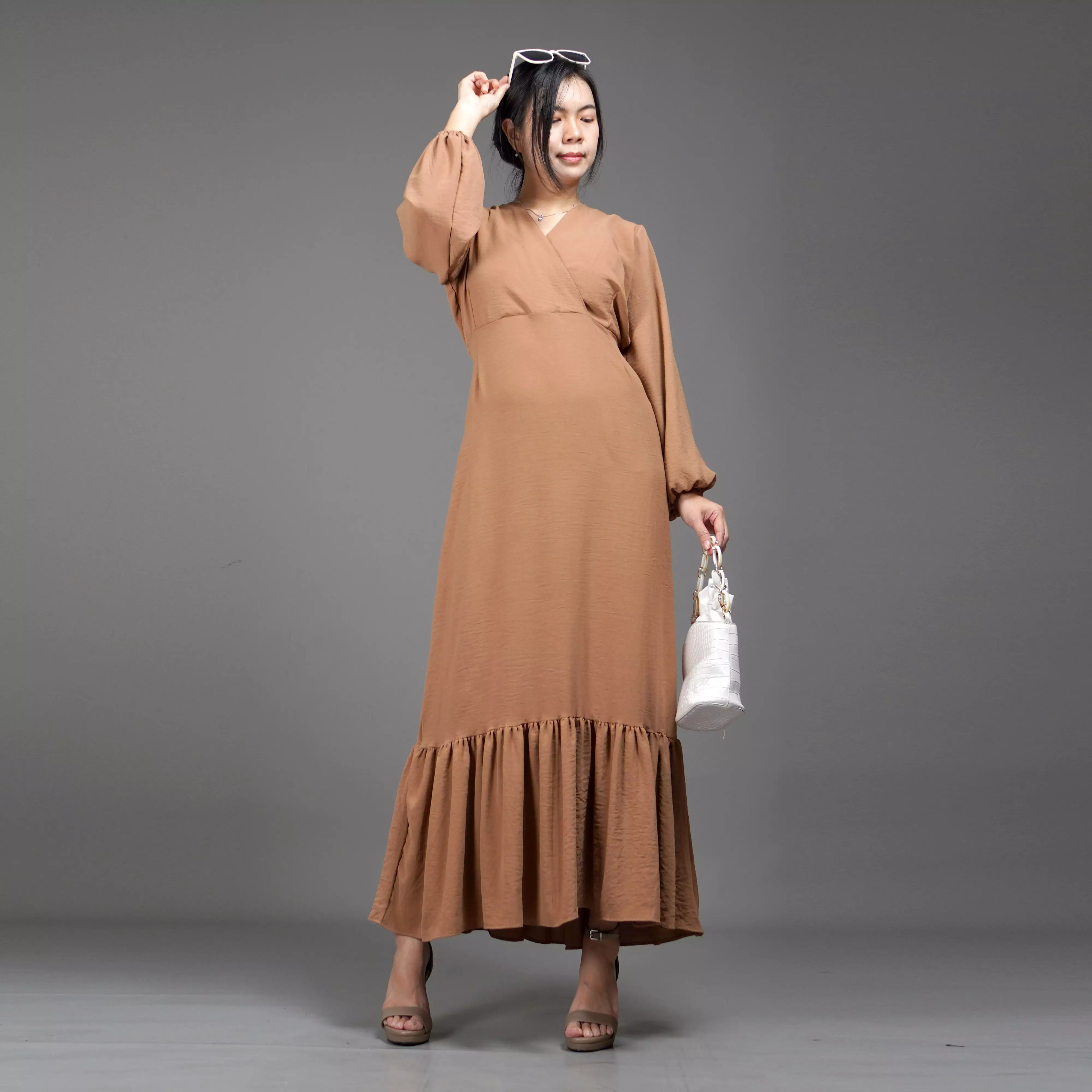  DRESS JULIA Long Dress Gaun Pesta Midi Dress Gaya Korea - Coksu