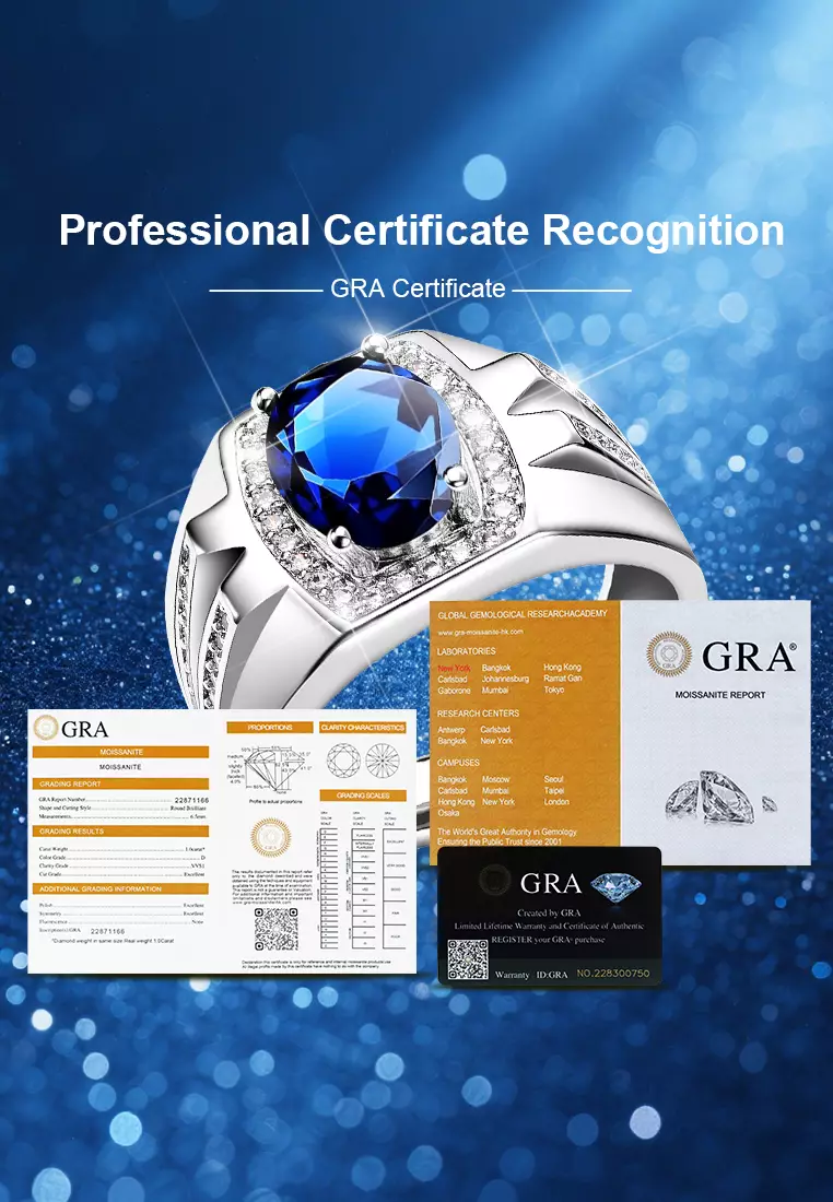 Cincin Pria Original Berlian Perhiasan Tunangan Sertifikat GRA Cincin Cowok