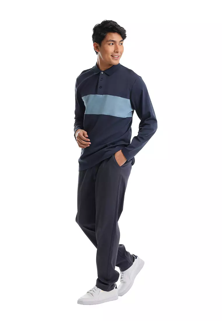 Forest Premium Weight Cotton Interlock Long Sleeve T Shirt  - 24063-33Navy