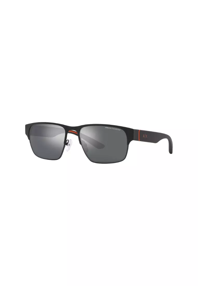 Buy Armani Exchange Men S Rectangle Frame Black Metal Sunglasses