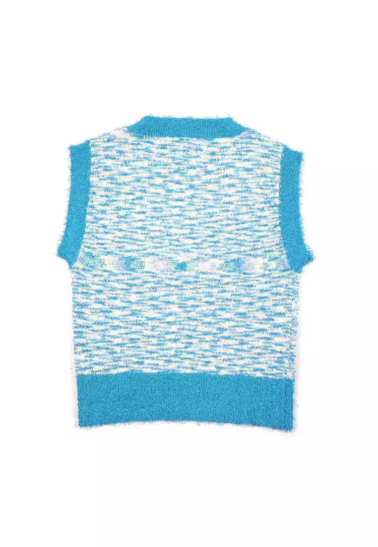 3Second Suri Sweater Knit V-Neck Vest Multicolor C091223