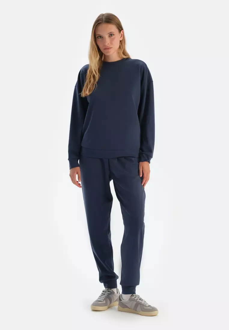 Navy Trousers, Regular Fit, Loungewear for Women
