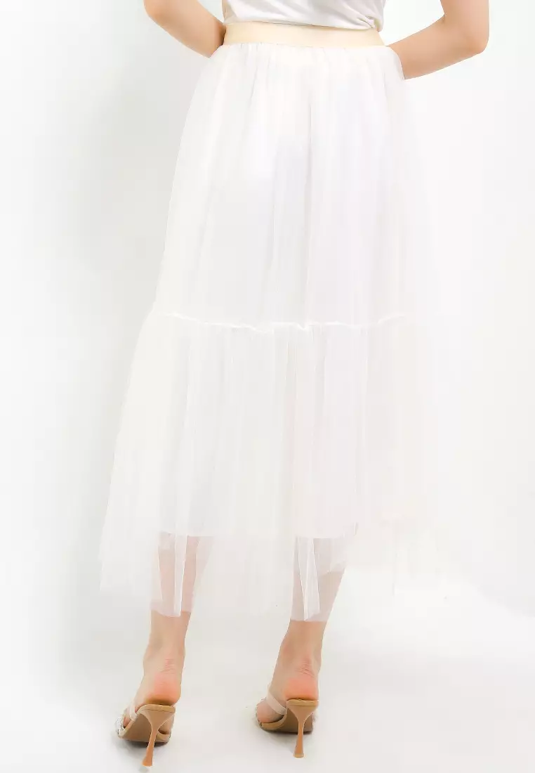 Rossette Detail Tulle Skirt