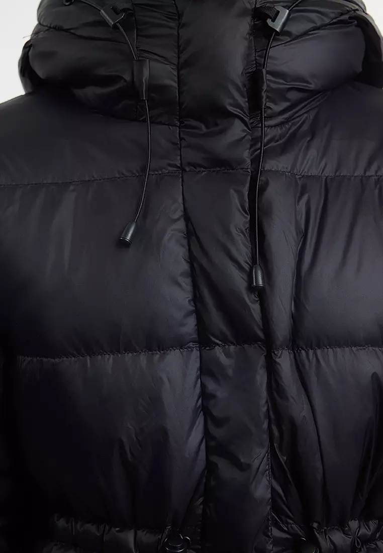 Black Oversize Hooded Goose Down Puffer Jacket TWOAW25MO00111