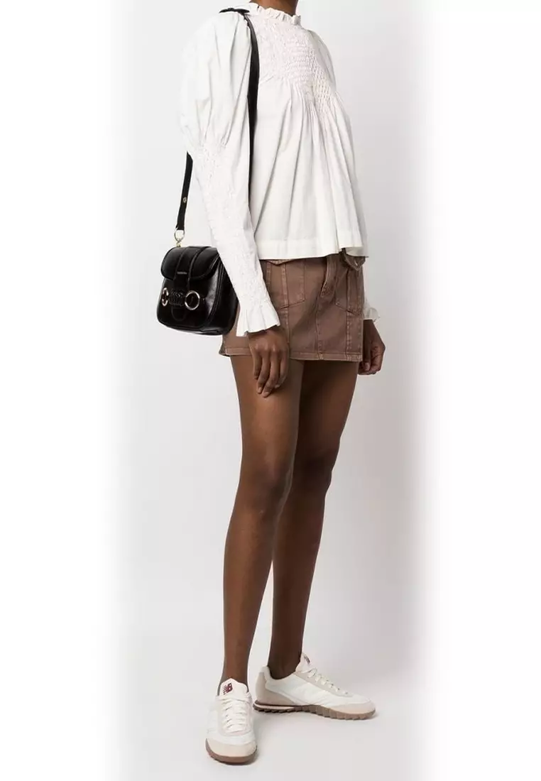 Saddie In Goatskin Shoulder Bag in Black