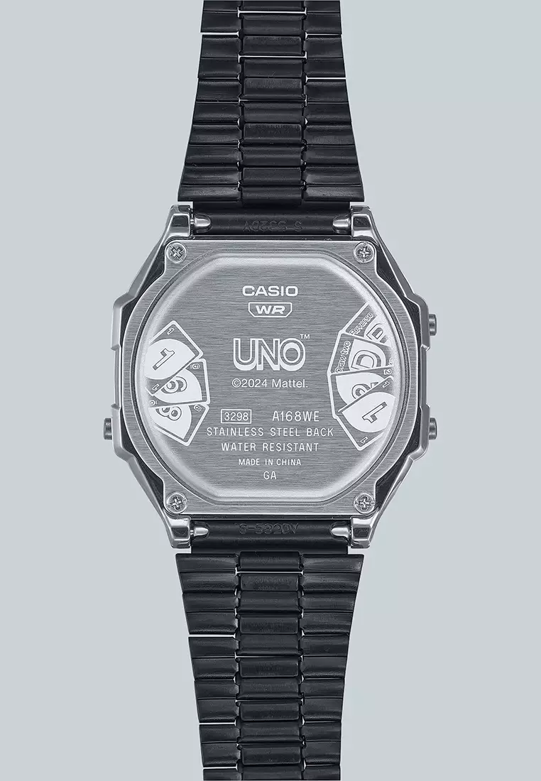 Casio Vintage UNO Collaboration A168WEUC-1A Jam Tangan Unisex - Stainless Steel