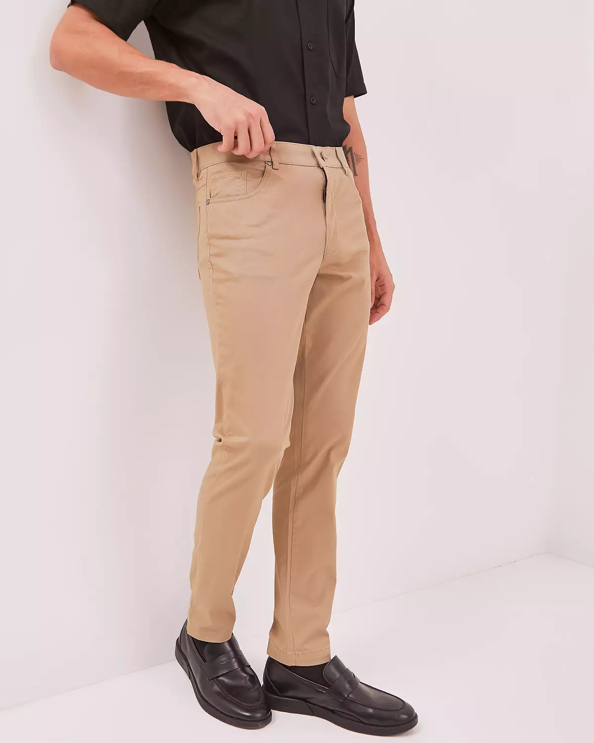 CREAM SLIM FIT CHINOS CREAM TROUSERS