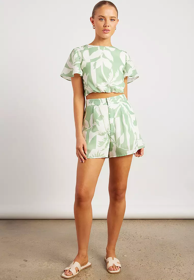 Tropical Icon Print Top and Shorts Set