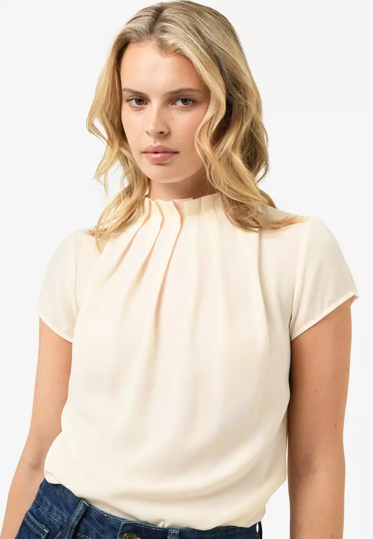 Olivia Pleated High Neck Top
