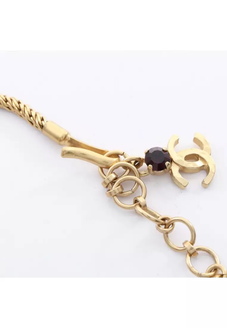 Pre-Loved Chanel coco mark Gripoix necklace GP Rhinestone gold multicolor 01A