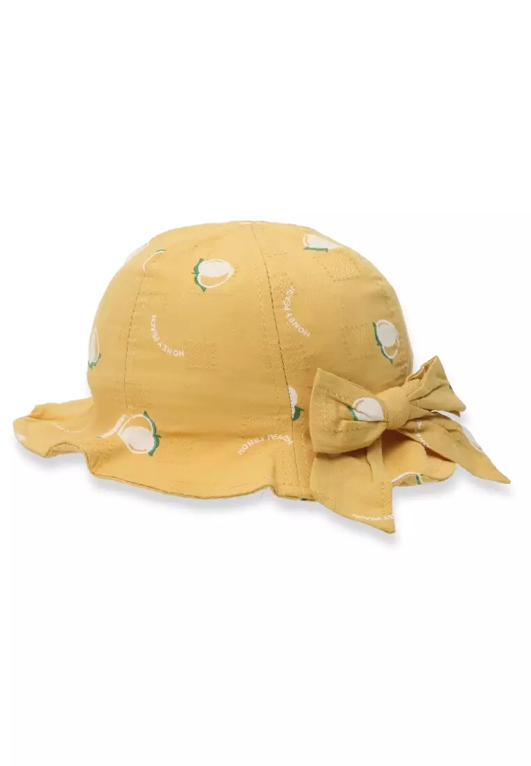 Sierra Topi Bucket Anak Perempuan Model Pita Honey Peach Toddler Hat Material Cotton ORIGINAL - Yellow