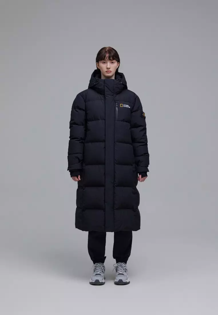 Long goose down jacket on sale