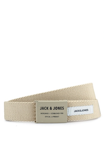 Jack & Jones grey and brown Xander Woven Belt 7C09FACD45AC5BGS_1