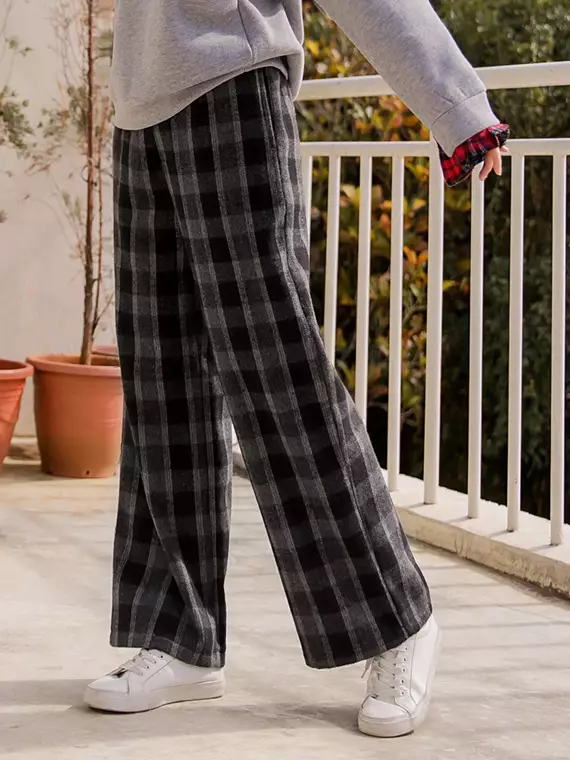 Casual check pants best sale