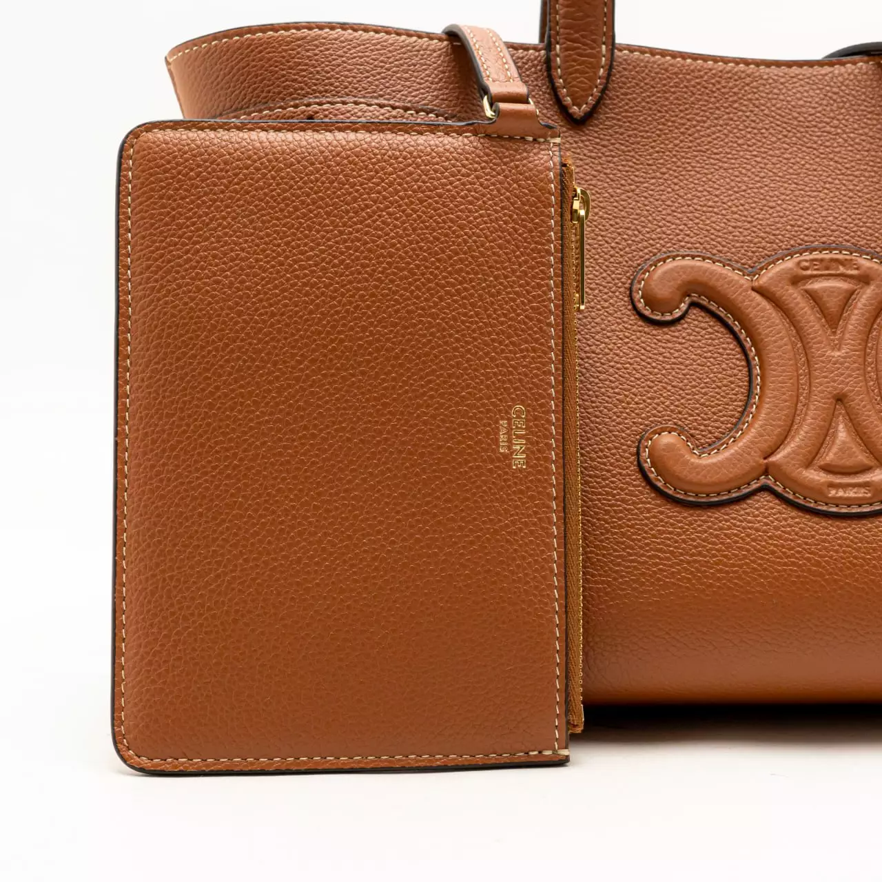 Mini Cabas Anais Cuir Triomphe in Grained Calfskin Tan