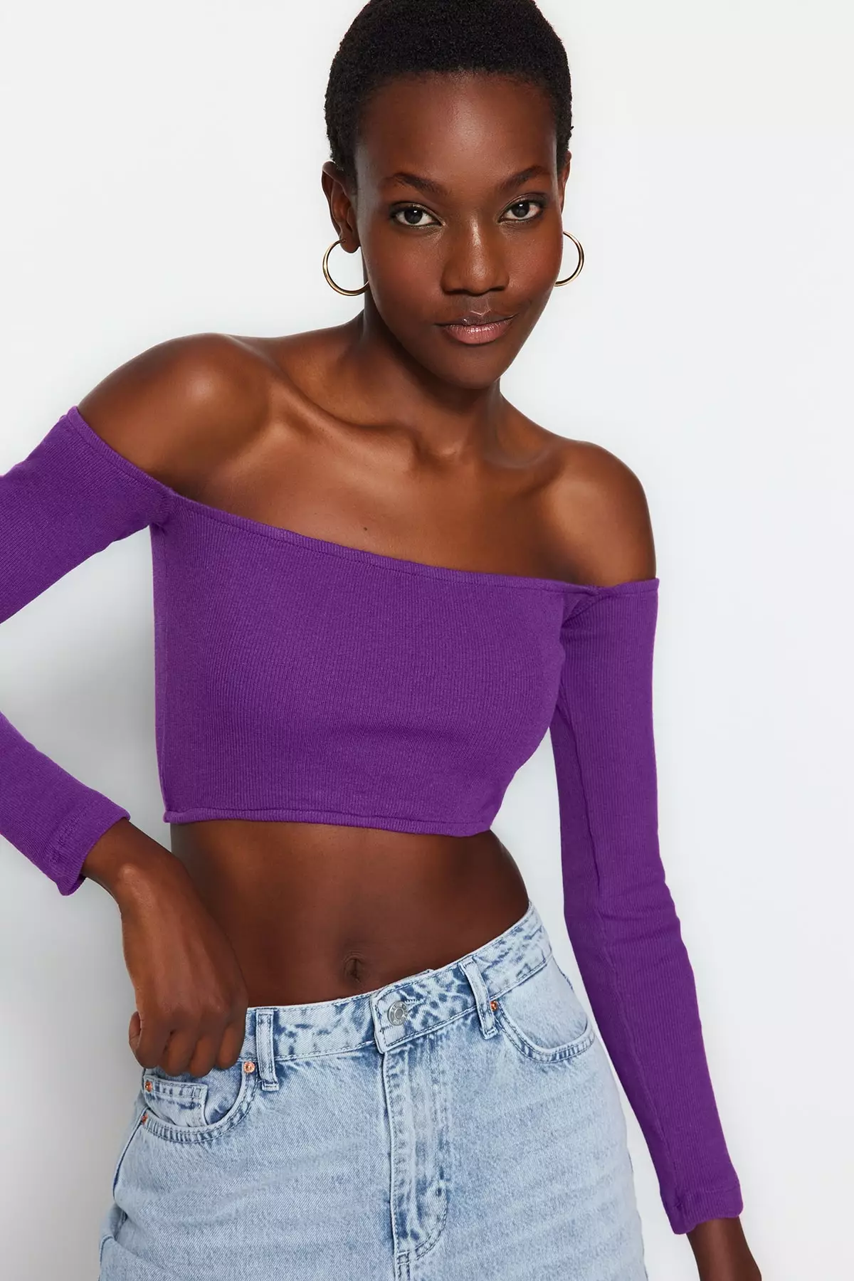 Purple 2025 bardot top