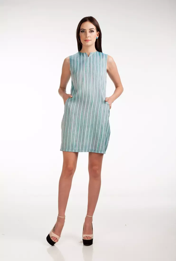 Sophistix Cerise Striped Dress In Blue