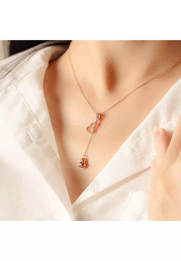 Millennia 2000 Guitar Studded Cubic Zirconia Rose Gold Necklace with 925 Sterling Silver