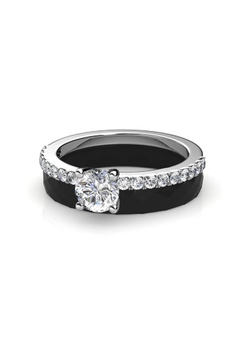Her Jewellery silver Enchanted Ceramic Ring (Black) - Made with premium grade crystals from Austria HE210AC65RNQSG_1