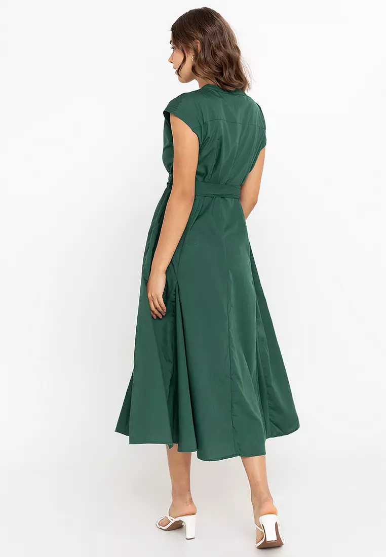 Celavie French Sleeves Belted Dress