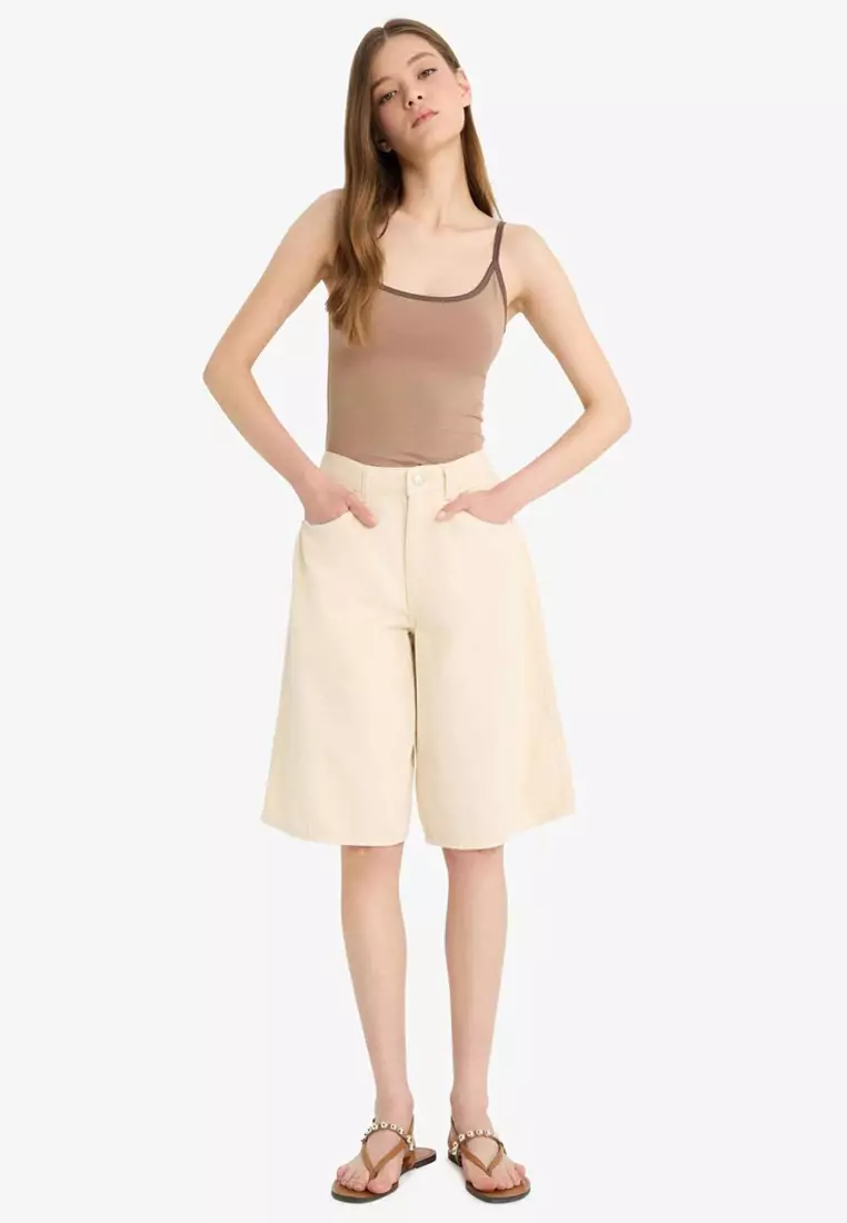 Coool Normal Waist Short Leg Gabardine Bermuda Shorts F3133Ax25Hs