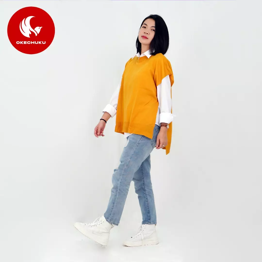 OKECHUKU Andien Knit Vest Korean Style Rompi Rajut Wanita Polos Vest Tali Outer Hijab