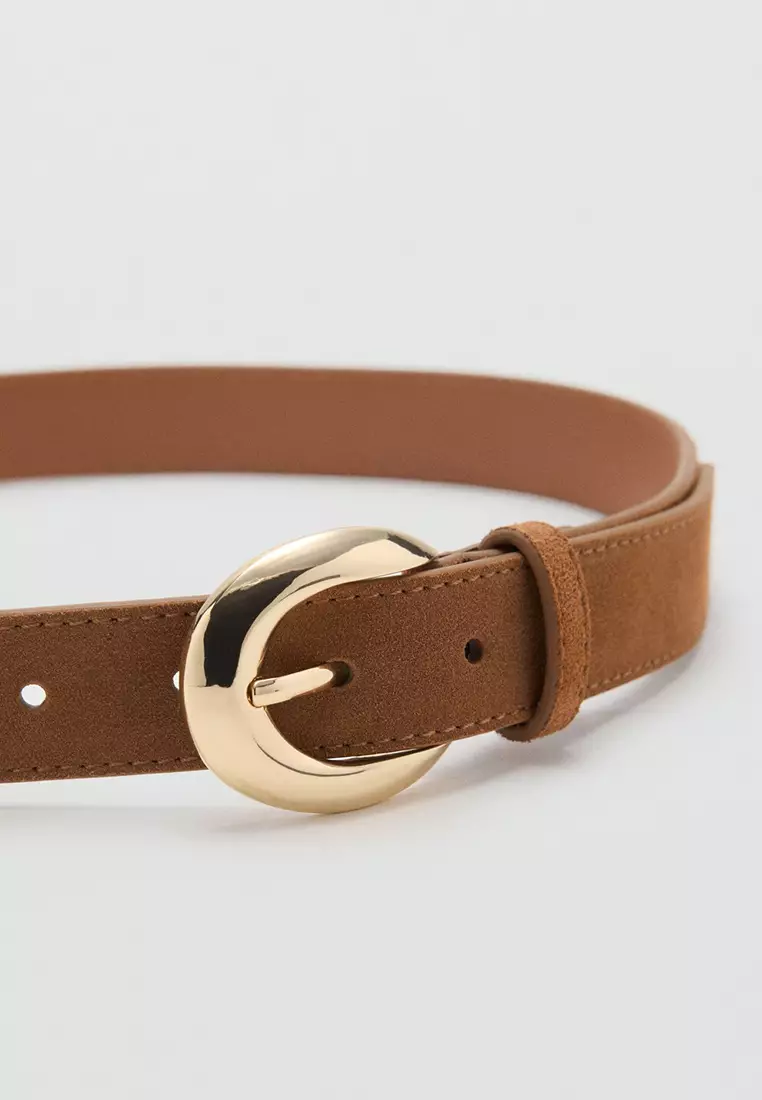 Leather Belt With Oval Buckle