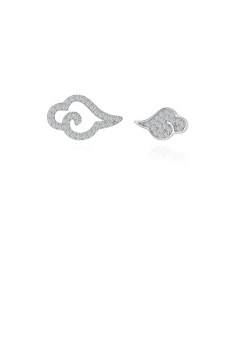 Glamorousky white 925 Sterling Silver Fashion Temperament Auspicious Cloud Stud Earrings with Cubic Zirconia F54CEACC25C9EEGS_1