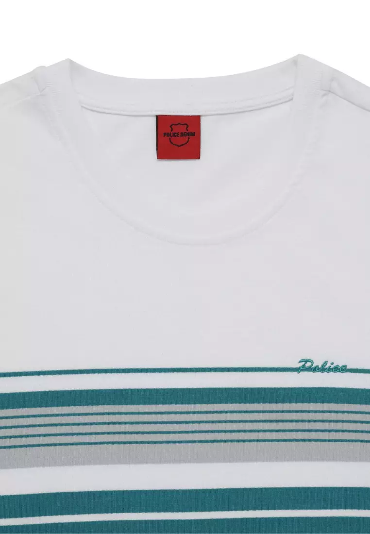 POLICE T-Shirt Salur Bordir Cotton Premium Tebal Pria 53024