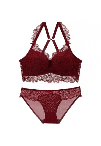 W.Excellence red Premium Red Lace Lingerie Set (Bra and Underwear) 4D751US82E320DGS_1
