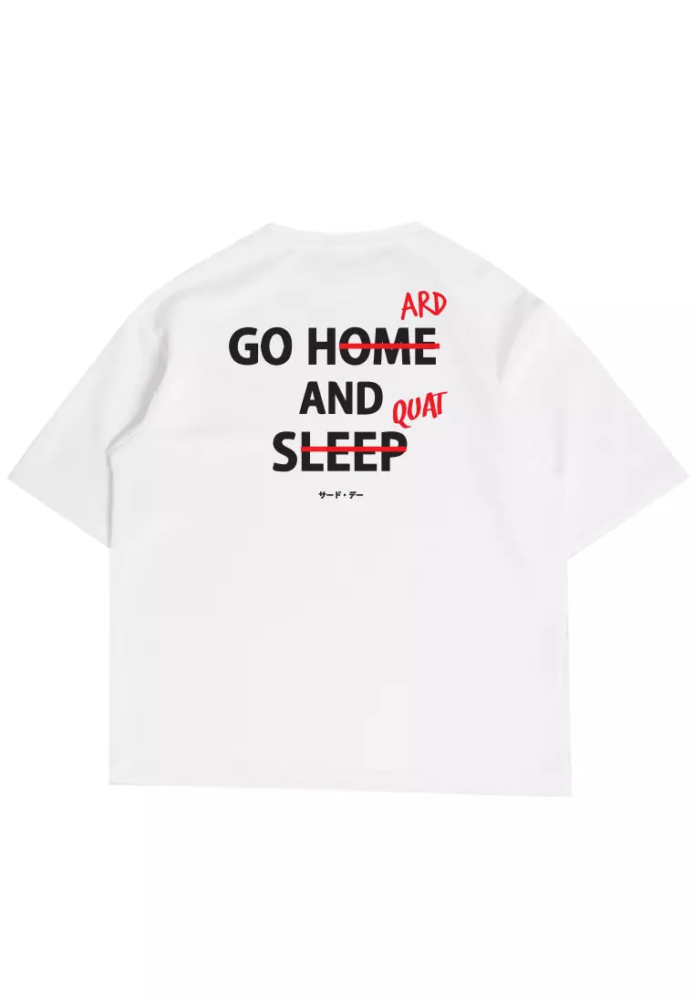 MTU89 Kaos Oversize Gym Scuba Tebal "go hard and squat" putih