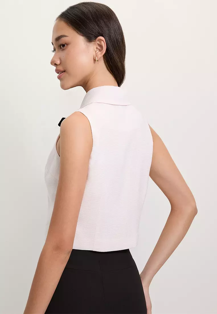 Bow Tie Cropped Blouse