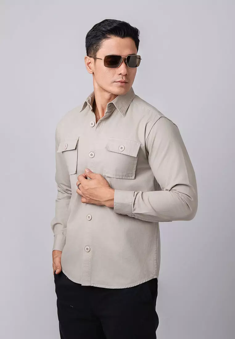 Jacket Shacket Workwear Shirt Light Beige