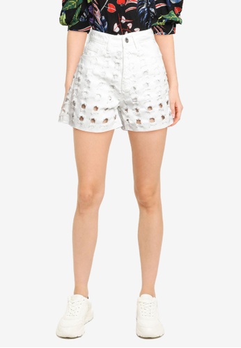 Desigual white Die Cut Denim Shorts 6DC86AA5301628GS_1