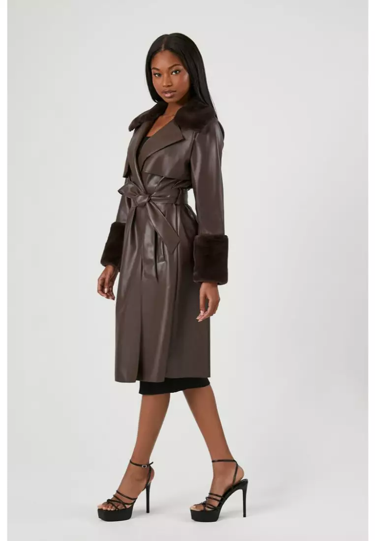 Fur trim sales trench coat