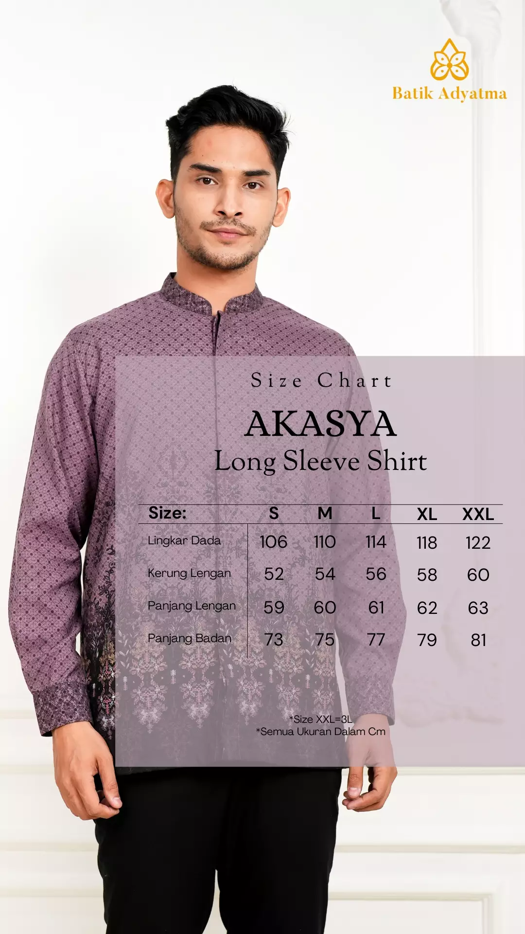 Sarimbit Gardenia Burgundy Kemeja Pria  Koko Lengan Panjang Regular Fit Furing