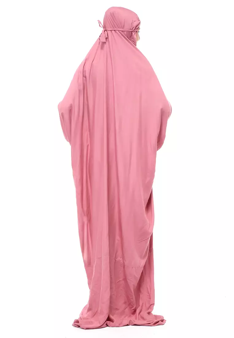 Karina Mukena Terusan Simple Muslimah Wanita Motif Polos Relaxed Fit - Peach
