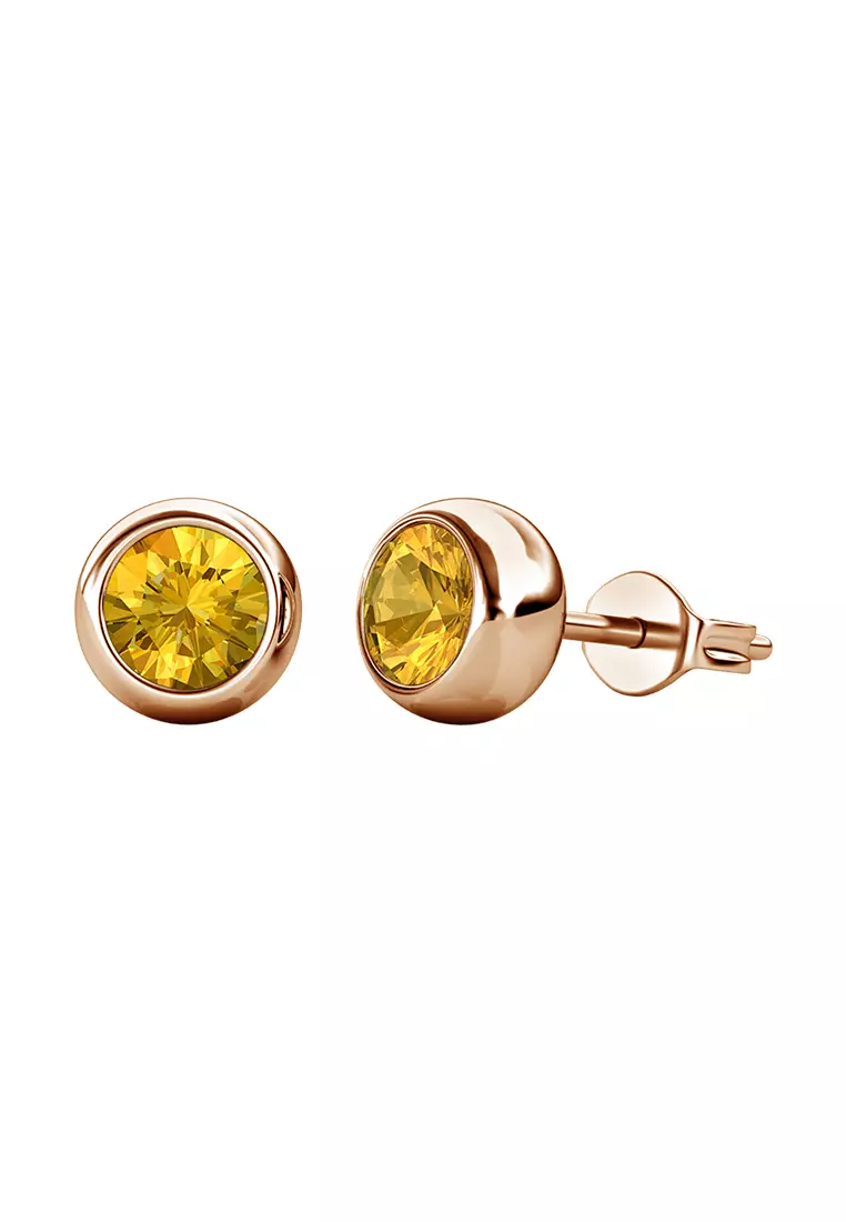 Birth Stone Moon Earring November Citrine RG - Anting Crystal Swarovski by Her Jewellery