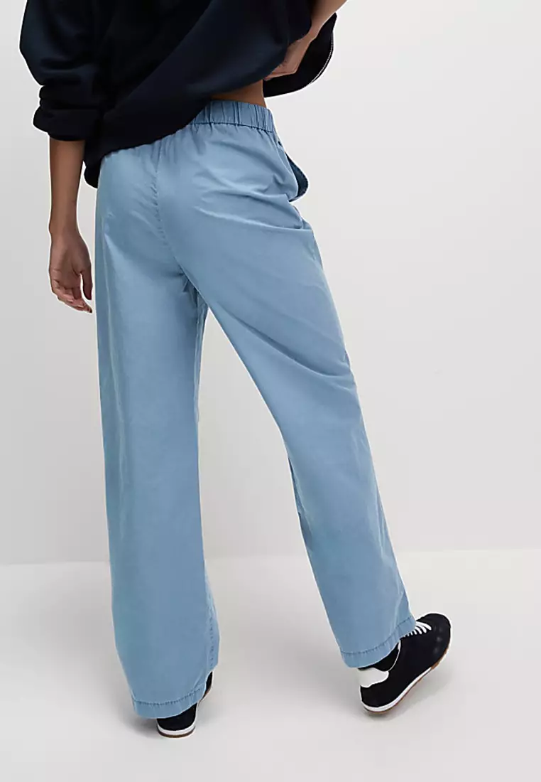 Pure Cotton Poplin Straight Leg Trousers