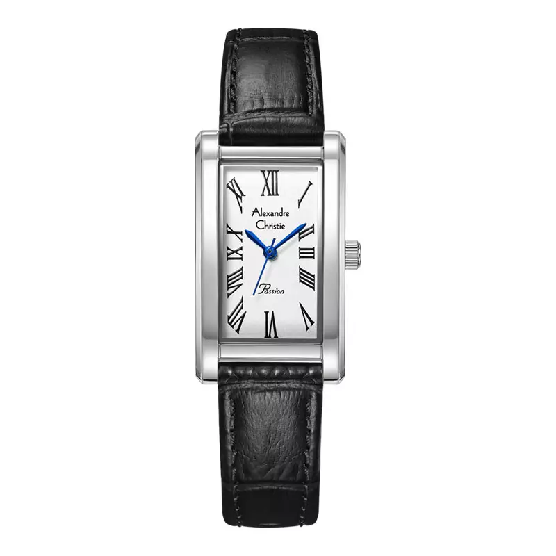 Jam Tangan Wanita Alexandre Christie Passion AC 2B94 LH LSSSL Tank Ladies Silver Dial Black Leather Strap