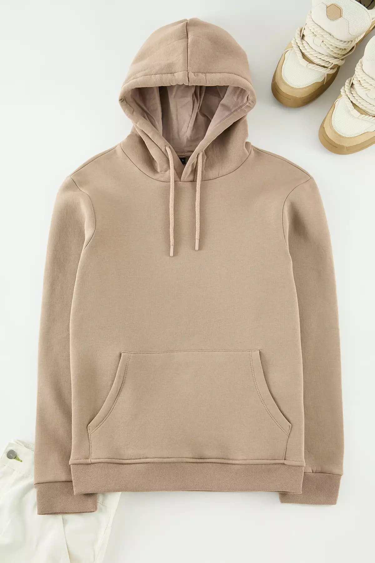 Fleece Hooded Mink Sweatshirt - Kangaroo Pocket, Regular Cut Tmnaw20Sw0163