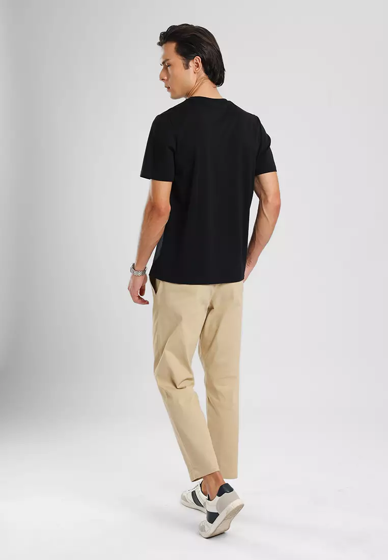 MANZONE - Kaos Lengan Pendek Pria Zane 02 Slim Fit - Black Colour Black
