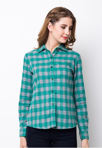 Bloop Shirt Ls Pierce Squa Grey Green BLP-PE045