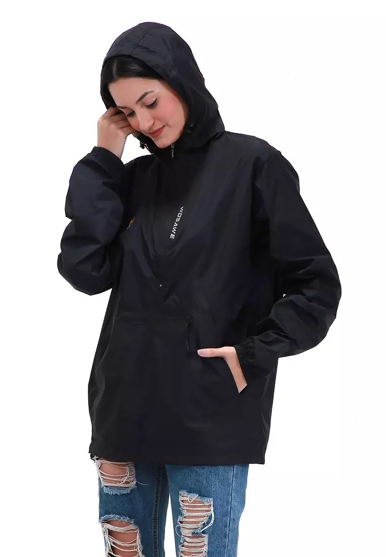 Clover Jaket Olahraga Sepeda Cycling Unisex Jacket Casual Waterproof Material Polyester ORIGINAL - Black