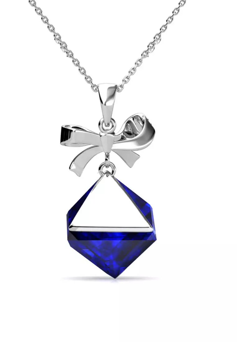 Square Cerulean Pendant‏ Blue - Kalung Crystal Swarovski by Her Jewellery