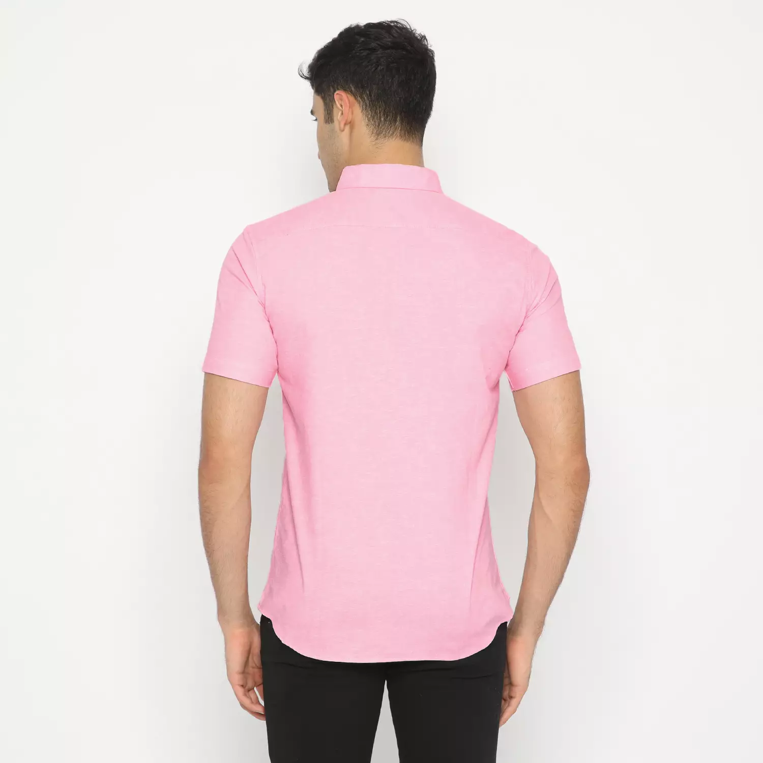 Platini Kemeja Pria Polos Lengan Pendek Katun Oxford Pink 1069